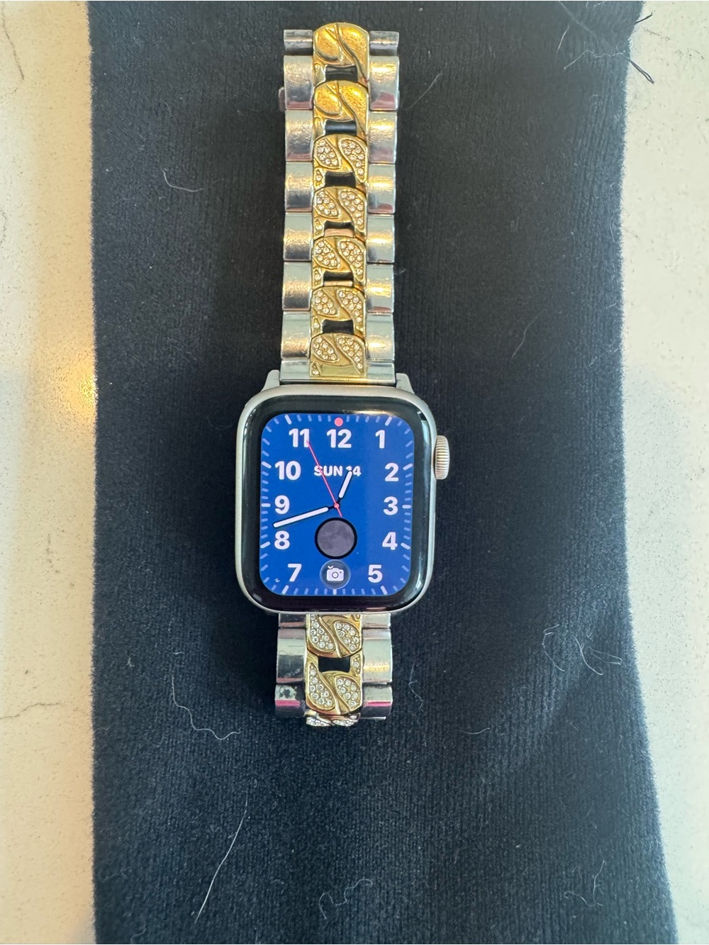 Apple Smartwatch with Blue Dial and Gold & Silver Crystal Link Band